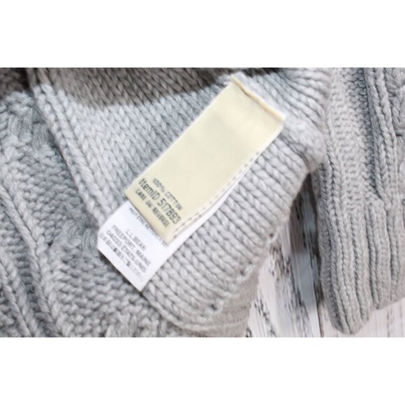 LL Bean Double L Cable Sweater Zip Cardigan Gray Size XS - Picture 8 of 10